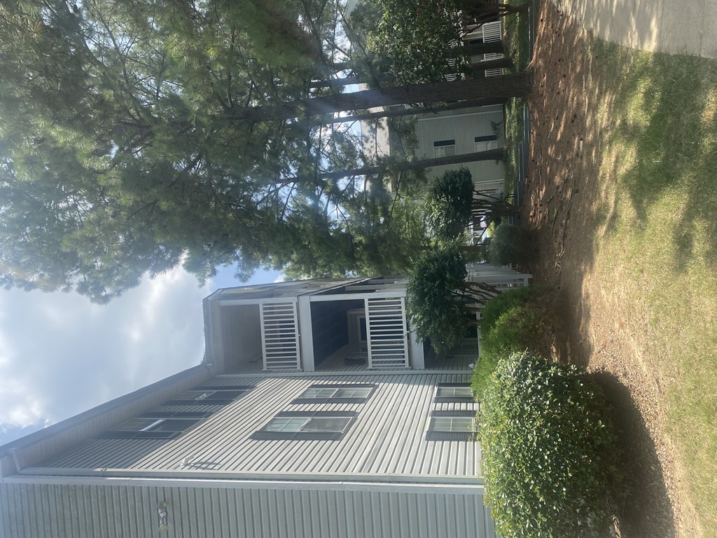 the view of a building from the top of a tree